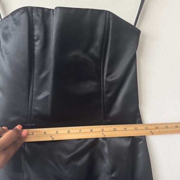 Jessica McClintock Gunne Sax Dress Junior 5 Black Satin Long Fitted Evening Prom - Picture 9 of 12